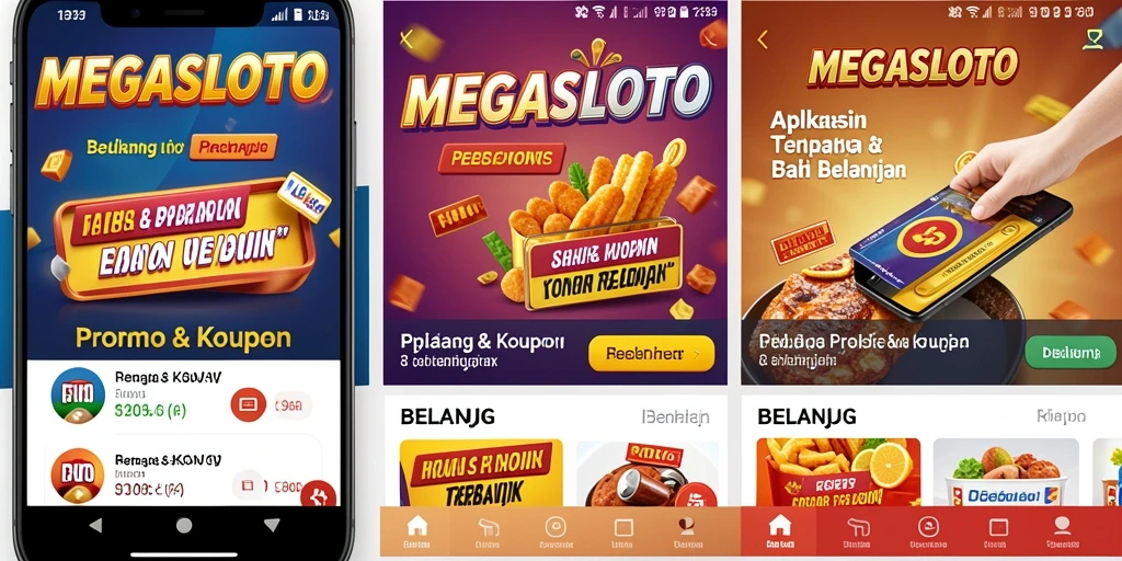 Tampilan antarmuka MEGASLOTO dengan berbagai kupon menarik.