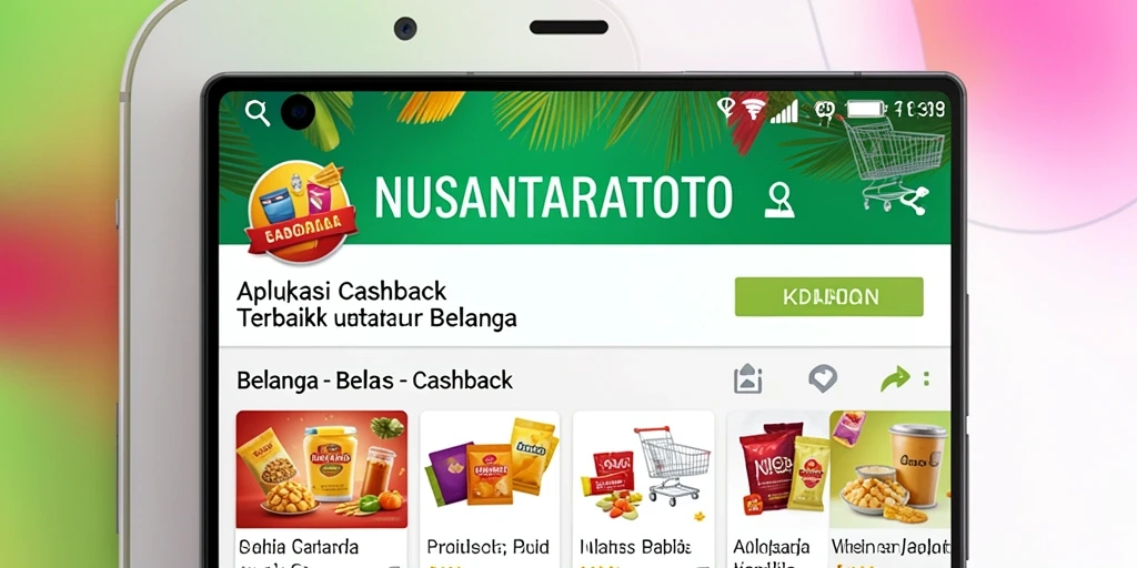 Antarmuka aplikasi NUSANTARATOTO menampilkan penawaran cashback yang menarik.