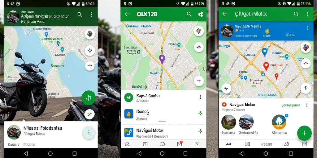 Antarmuka aplikasi OLX128 dengan fitur navigasi motor yang jelas dan informatif.